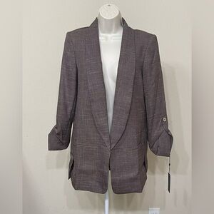 Tommy Hilfiger Women’s Brown Elegant Open Front Long Shawl Collared Blazer s 8